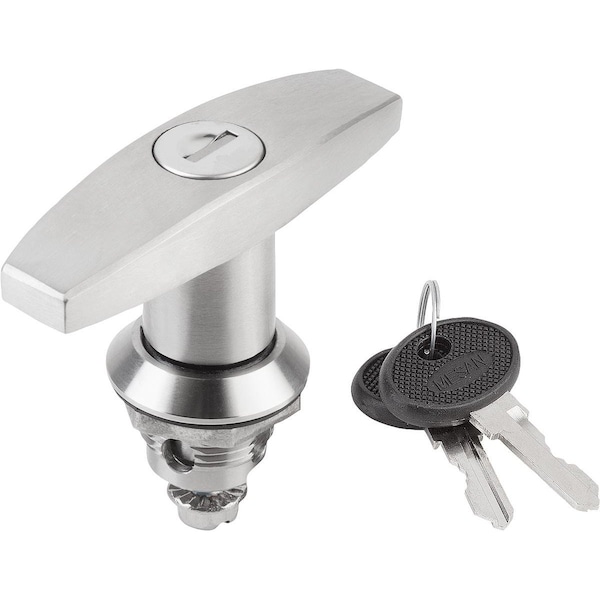 Quarter-Turn Lock, Single-Key System, H=18, D=32, Stainless Steel 1.4301